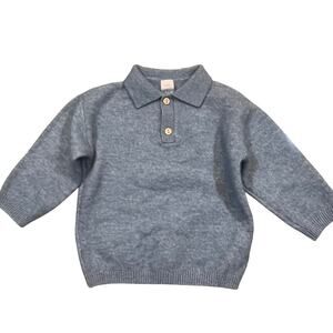 H&M Boys 12M Collared Sweater Baby Blue Soft Wool Blend Preppy Style Long Sleeve